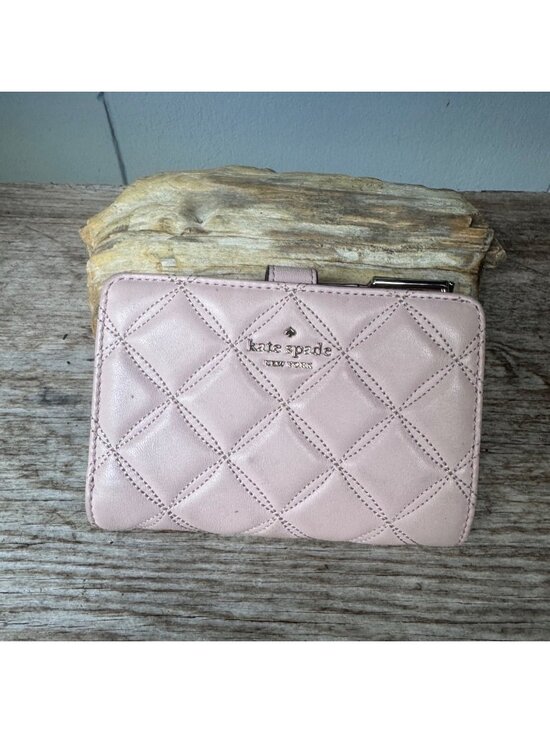 Kate Spade New York Handbags - Kate Spade New York Quilted Leather Compact Wallet Blush Pink Snap Bifold